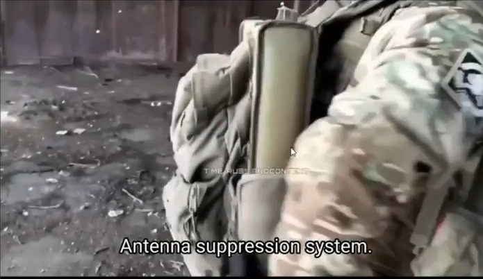 ECM equipment on a Russian soldier