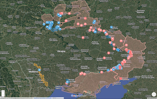 Map of Ukraine, Russian occupation on 2022 April 2nd