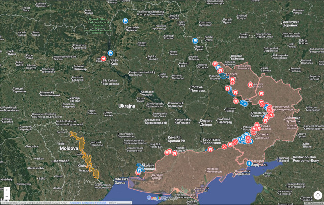 Map of Ukraine, after Russian withdrawal on 2022 April 4th